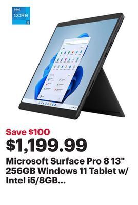 Best Buy Microsoft surface pro 8 13" 256gb windows 11 tablet w/ intel i5/8gb ram -graphite offer