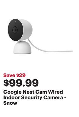 Best Buy Google nest cam wired indoor security camera - snow offer