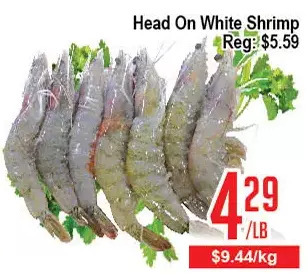 Skyland Foodmart Head on white shrimp offer
