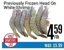 Nations Fresh Foods Previously frozen head on white shrimp offer