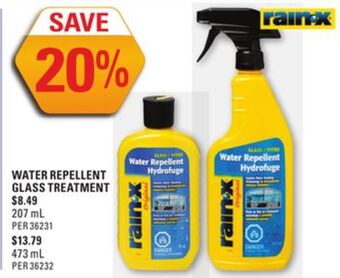 NAPA Auto Parts Water repellent glass treatment offer