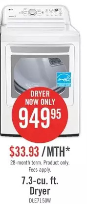 The Brick Lg 7.3-cu. ft. dryer offer