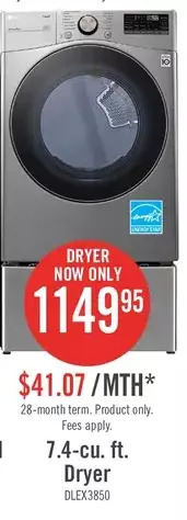 The Brick Lg 7.4-cu. ft. dryer offer