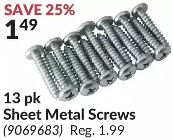 Princess Auto 13 pk sheet metal screws offer