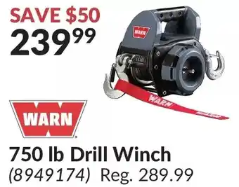 Princess Auto Warn 750 lb drill winch offer