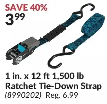 Princess Auto 1 in. x 12 ft 1,500 lb ratchet tie-down strap offer