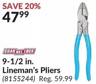 Princess Auto Channel lock 9-1/2 in. lineman's pliers offer