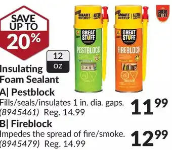Princess Auto Insulating foam sealant pestblock | fibeblock offer