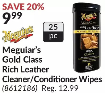 Princess Auto Meguiar's gold class rich leather cleaner/conditioner wipes offer