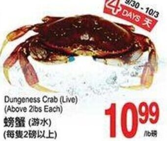 T&T Supermarket Dungeness Crab offer