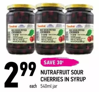 Coppa's Fresh Market Nutrafruit sour cherries in syrup offer