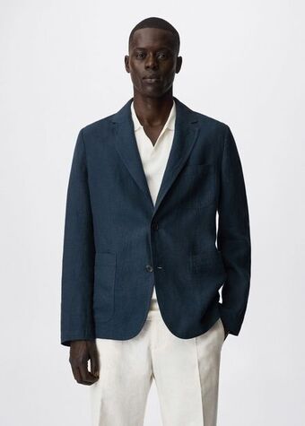 Mango Slim-fit linen blazer offer