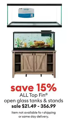 Petsmart All top fin® open glass tanks & stands offer