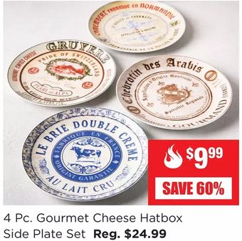 Kitchen Stuff Plus 4 pc. gourmet cheese hatbox side plate set offer
