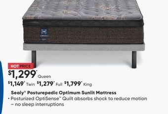Sleep Country Sealy posturepedic optimum sunlit mattress offer