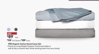 Sleep Country Pür organic cotton duvet cover set offer