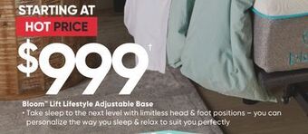 Sleep Country Bloom lift lifestyle adjustable base offer