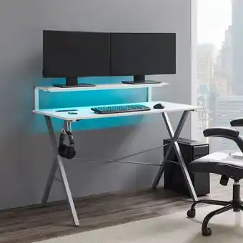 Best Buy Skye 48"w hybrid gaming desk with hutch - white/grey offer