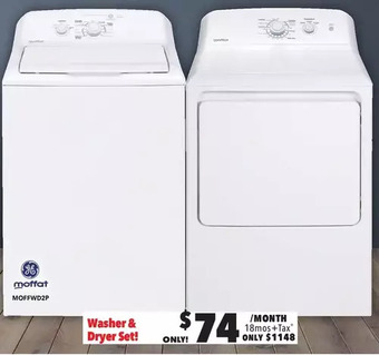 Surplus Furniture Moffat white 27" washer & dryer set offer