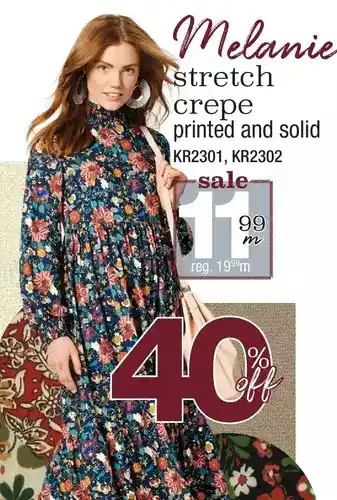 Fabricville Melanie stretch crepe offer