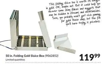 Princess Auto 50 in. folding gold sluice box offer