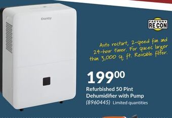 Princess Auto Refurbished 50 pint dehumidifier with pump offer