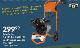 Princess Auto Refurbished 2.5 gpm @ 3,200 psi gas pressure washer offer