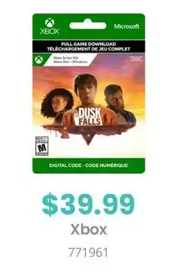 GameStop X box as dusk falls - digital offer