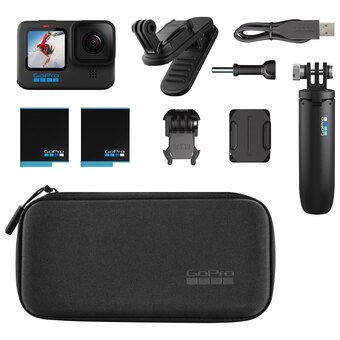 Best Buy Gopro hero10 black 5.3k sports camera with mini extension pole + tripod, battery and accessories offer
