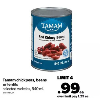 Real Canadian Superstore Tamam chickpeas, beans or lentils offer