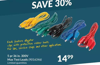 Princess Auto 5 pr 36 in. 300v max test leads offer