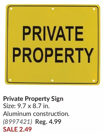 Princess Auto Private property sign offer