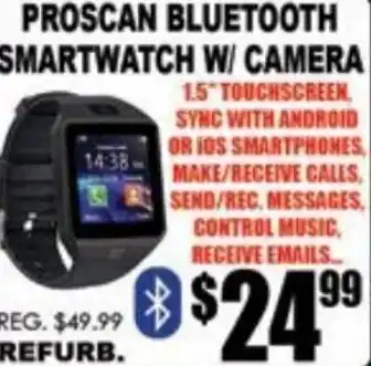 TechSource Proscan Bluetooth Smartwatch W/ Camera offer