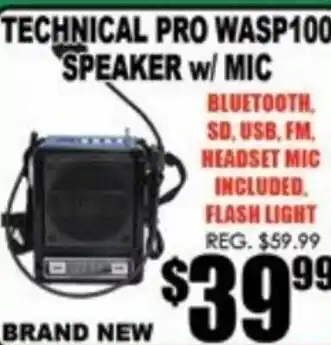 TechSource Technical Pro Wasp 100 Speaker w/ Mic offer