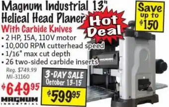 Magnum Industrial 13" Helical Head Planer