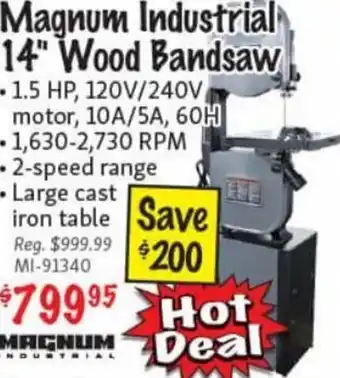 KMS Tools Magnum Industrial 14" Wood Bandsaw offer