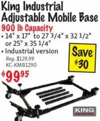 King Industrial Adjustable Mobile Base