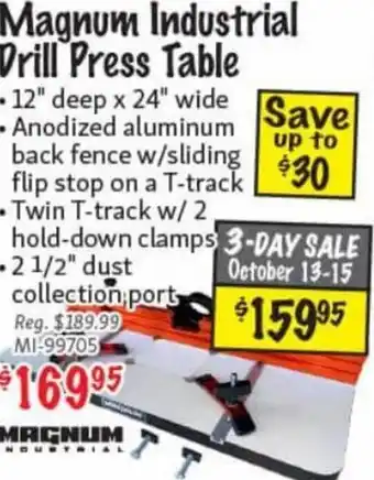 Magnum Industrial Drill Press Table