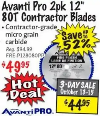 Avanti Pro 2pk 12" 80T Contractor Blades