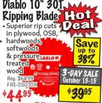 Diablo 10" 30T Ripping Blade