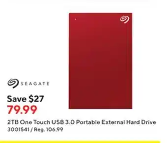 Staples Seagate 2tb one touch usb 3.2 gen 1 external hard drive offer