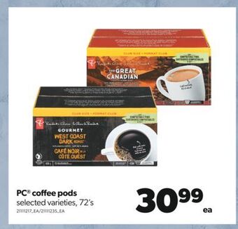 Real Canadian Superstore Pc® coffee pods, 72's offer