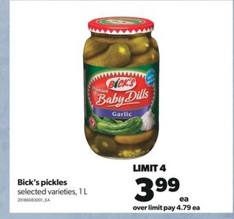 Real Canadian Superstore Bick's pickles, 1 l offer