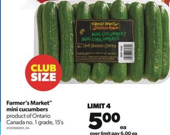 Real Canadian Superstore Farmer's market™ mini cucumbers, 15's offer