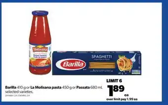 Real Canadian Superstore Barilla 410 g or la molisana pasta 450 g or passata 680 ml offer