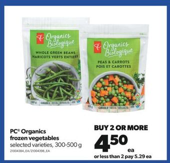 Real Canadian Superstore Pc® organics frozen vegetables, 300-500 g offer