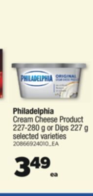 Real Canadian Superstore Philadelphia cream cheese product 227-280 g or dips 227 g offer