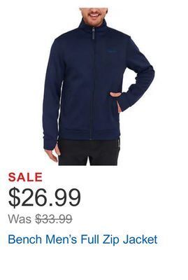 Costco Bench men's full zip jacket offer