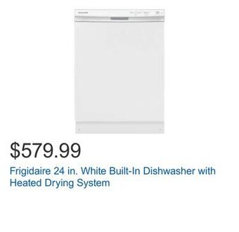 Costco Frigidaire 24 in. white built-in dishwasher with heated drying system offer