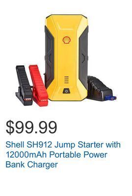 Costco Shell sh912 jump starter with 12000mah portable power bank charger offer